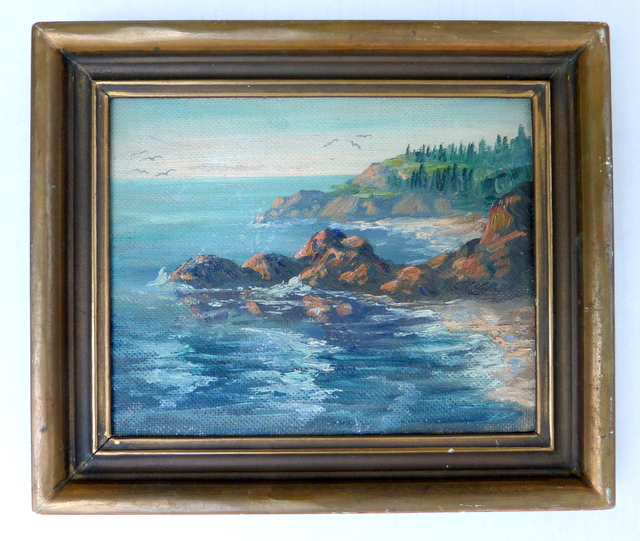 Vintage California Coast Landscape Oil Painting Listed Artist Ray Conner